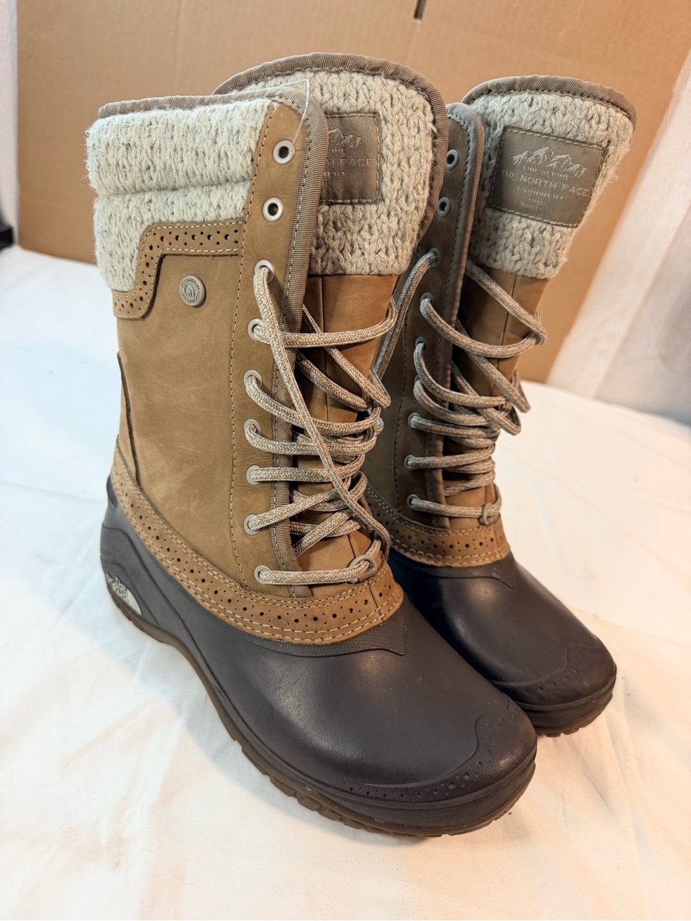 The North Face Women's Brown & Tan Waterproof Lace-Up Winter Boots